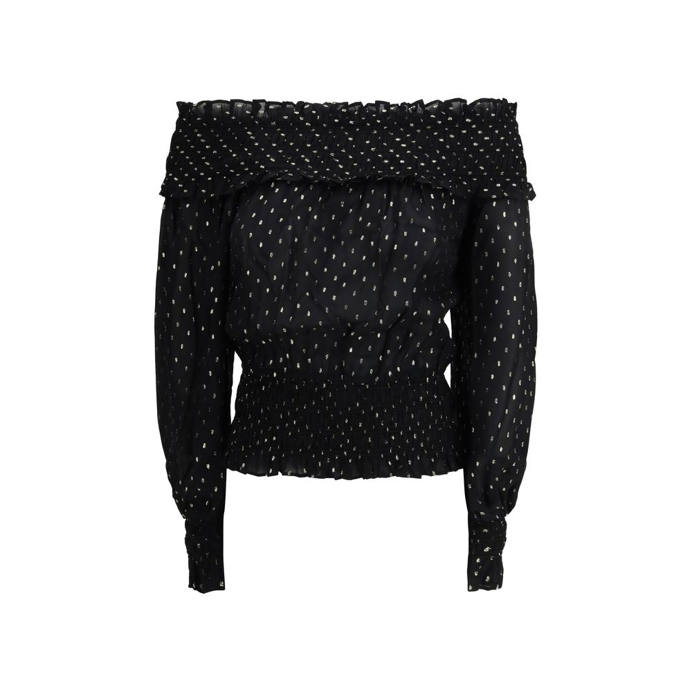 Self-Portrait Black Viscose Blouse