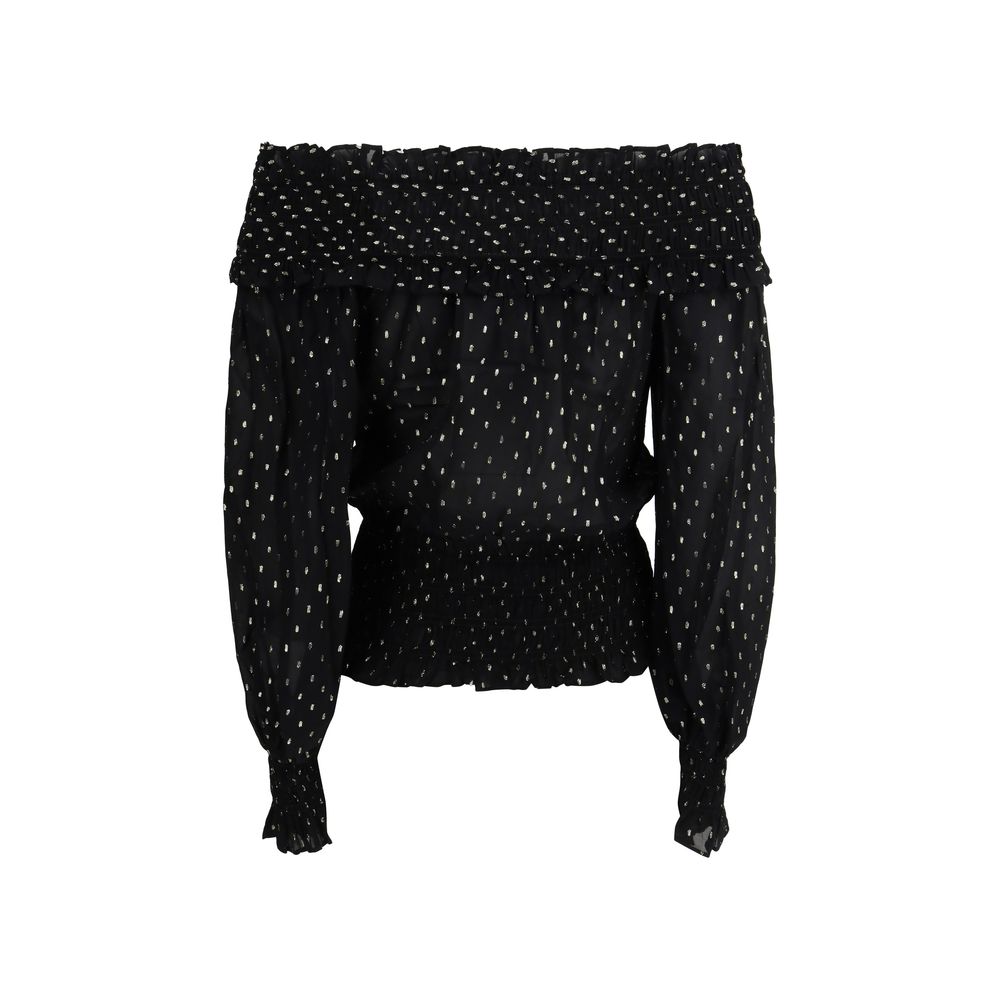 Self-Portrait Black Viscose Blouse