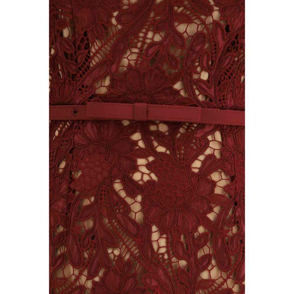 Self-Portrait Bordeaux Polyester Cocktail Dress