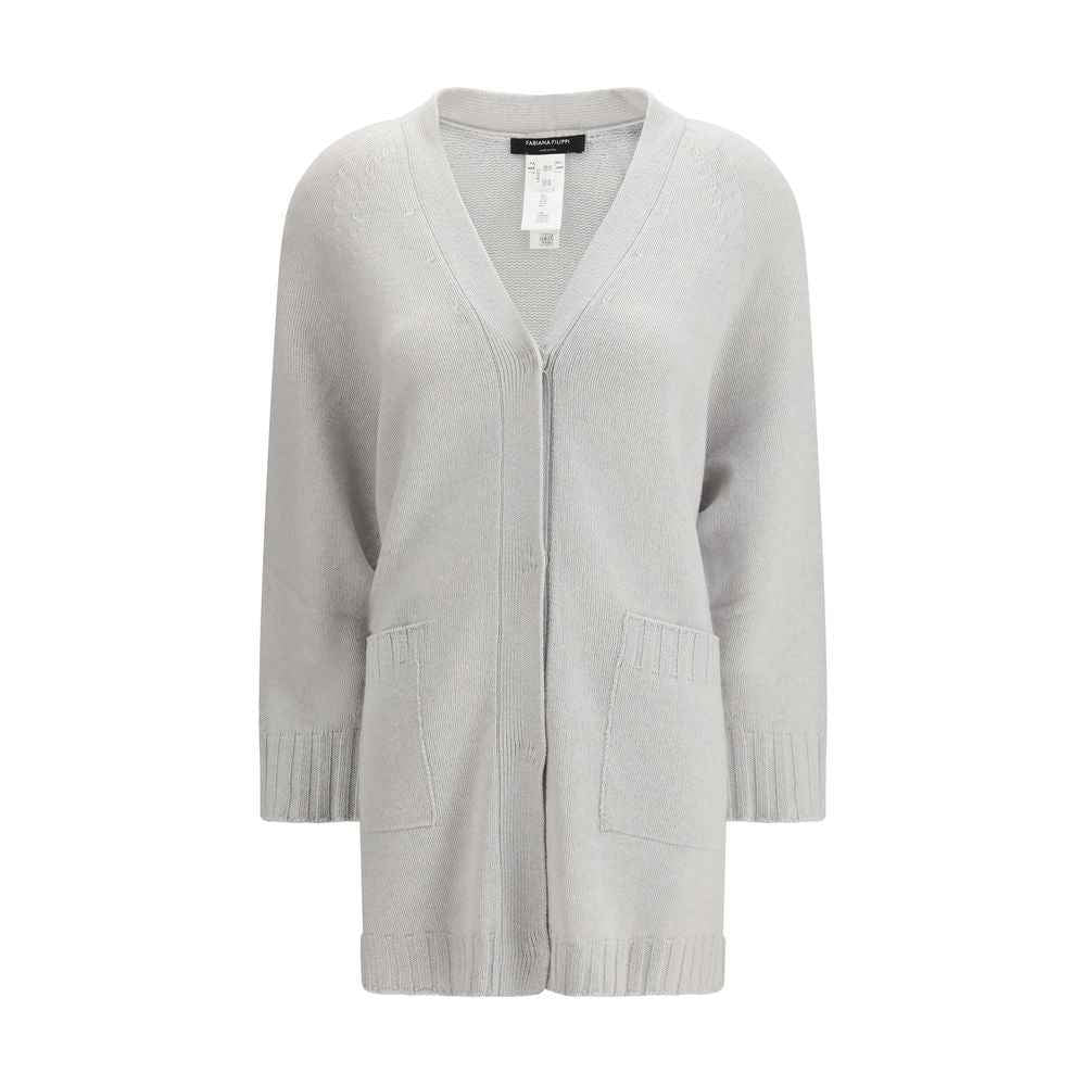 Fabiana Filippi Gray Fleece Wool Cardigan