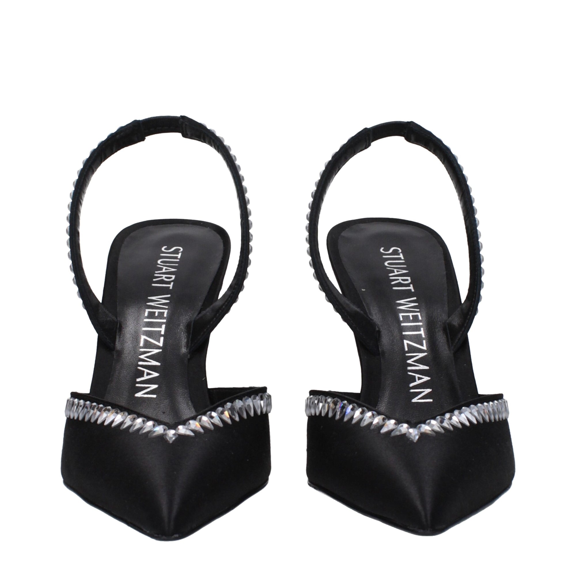 Stuart Weitzman Black Satin Stiletto Heel Sandals