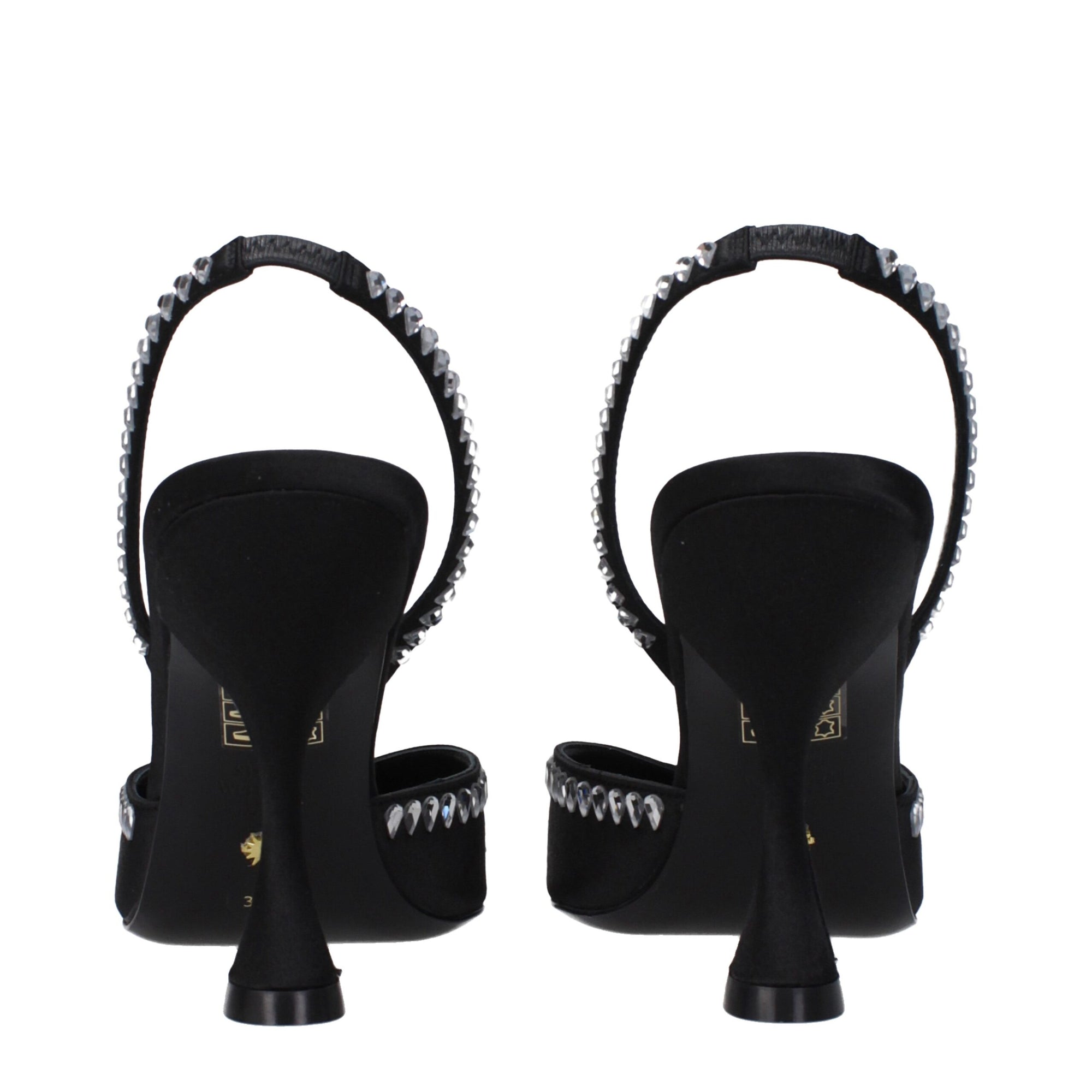 Stuart Weitzman Black Satin Stiletto Heel Sandals
