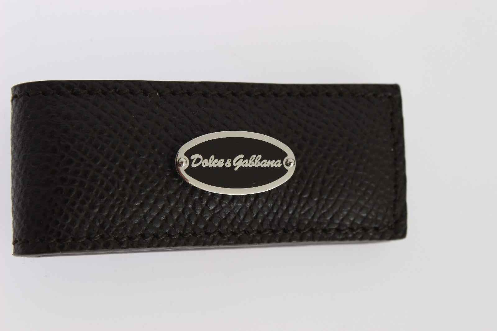 Dolce & Gabbana Brown Leather Magnet Mens Money Bar Clasp Money Cash Clip