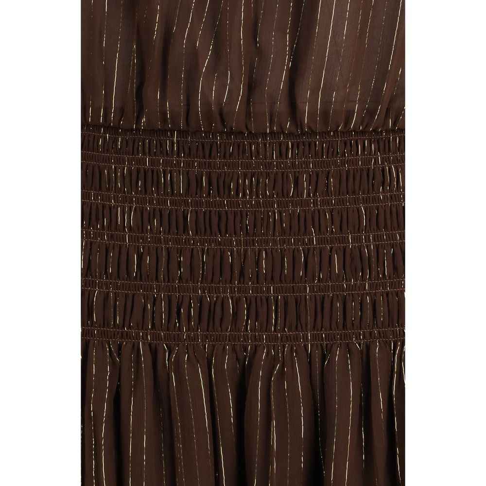 Self-Portrait Brown Silk Long Dress