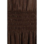Self-Portrait Brown Silk Long Dress