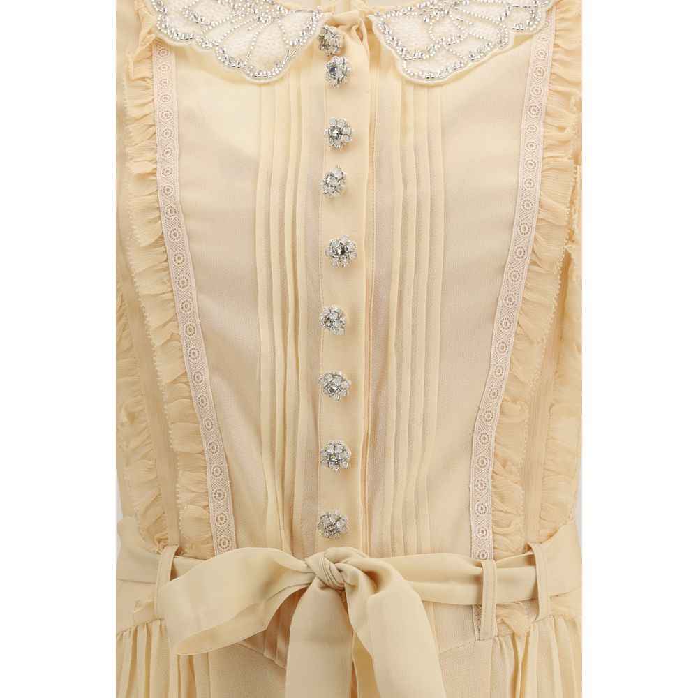 Self-Portrait Beige Viscose Casual Dress