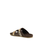 Burberry Brown Calf Leather Bos Taurus Flat Sandals