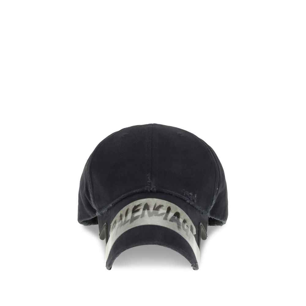 Balenciaga Black Cotton Cap (Baseball Hat)