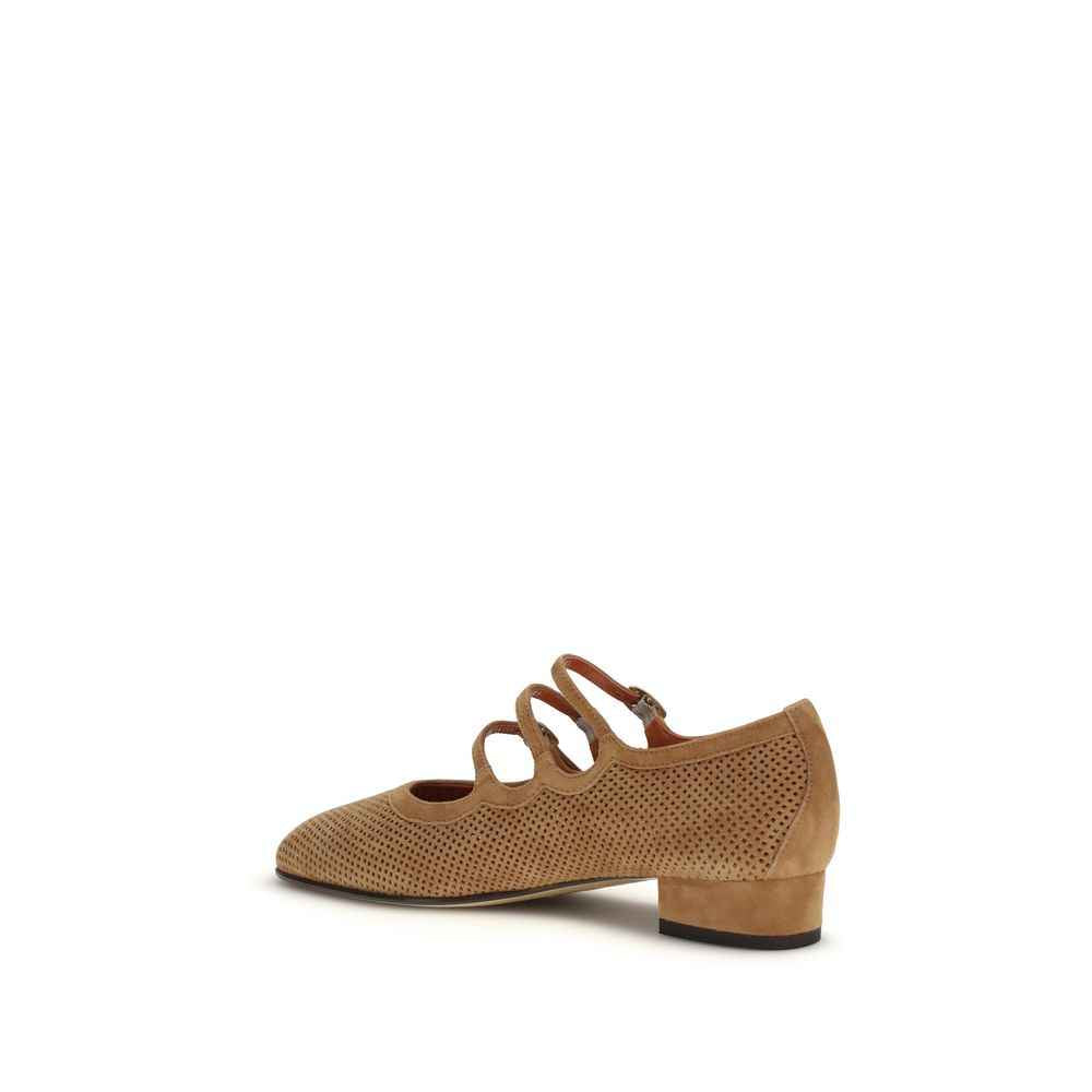 Carel Paris Beige Calf Leather Bos Taurus Ballet Flats