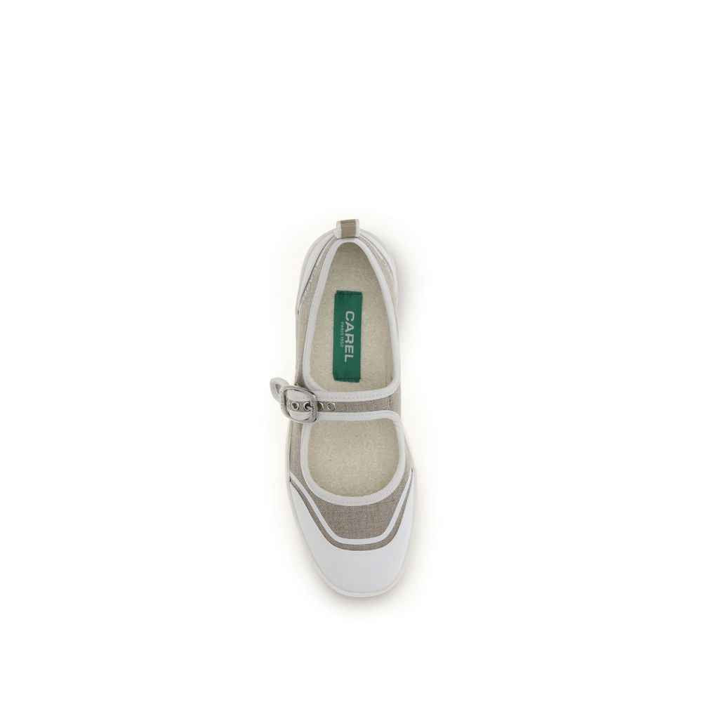 Carel Paris Beige Cotton Ballet Flats