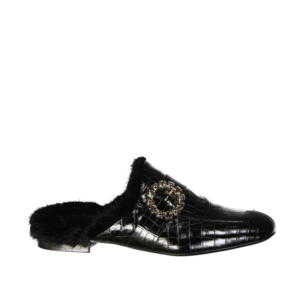 Eleventy Black Calfskin Mules