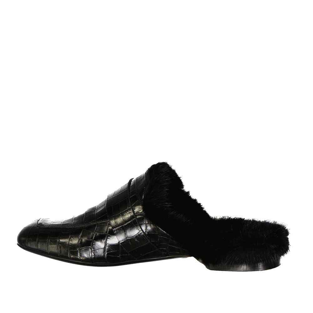 Eleventy Black Calfskin Mules