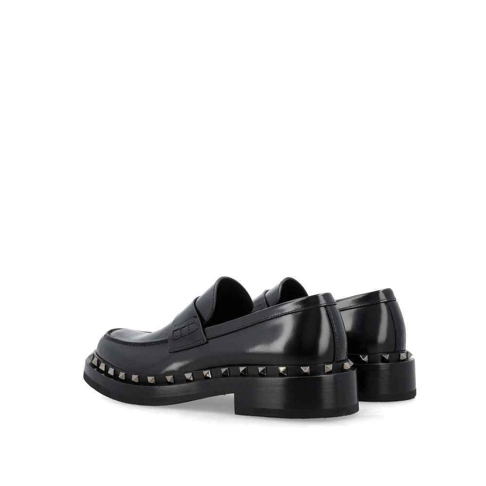 Valentino Garavani Black Calfskin Slip-On Loafers