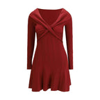 Self-Portrait Bordeaux Viscose Casual Dress