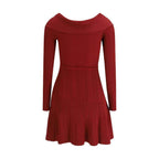 Self-Portrait Bordeaux Viscose Casual Dress
