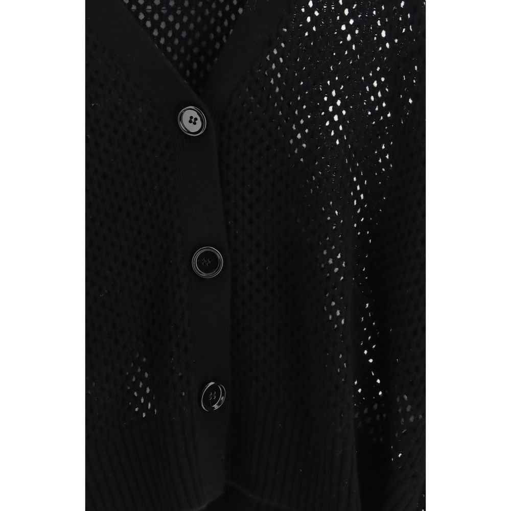 Allude Black Fleece Wool Cardigan