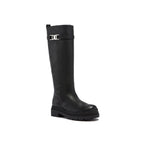 Salvatore Ferragamo Black Calfskin Over The Knee