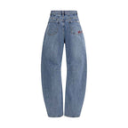 Self-Portrait Blue Cotton Relaxed Fit Jeans