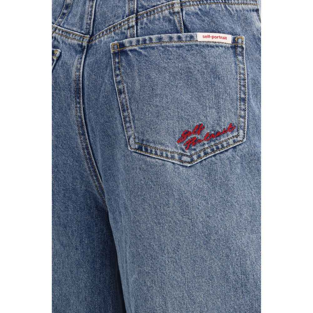 Self-Portrait Blue Cotton Relaxed Fit Jeans