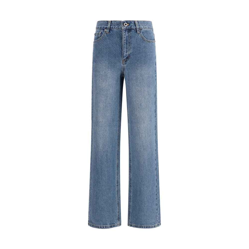 Self-Portrait Blue Cotton Straight-Leg Jeans