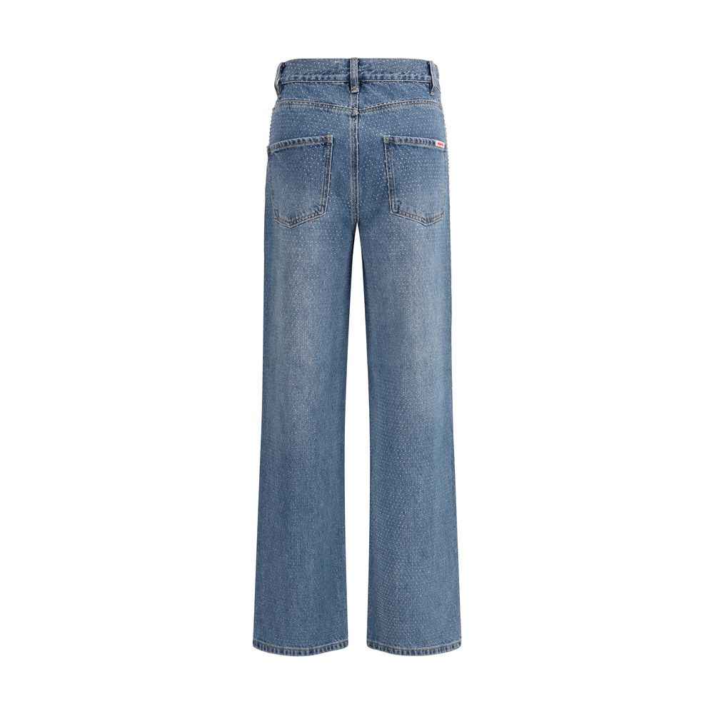 Self-Portrait Blue Cotton Straight-Leg Jeans