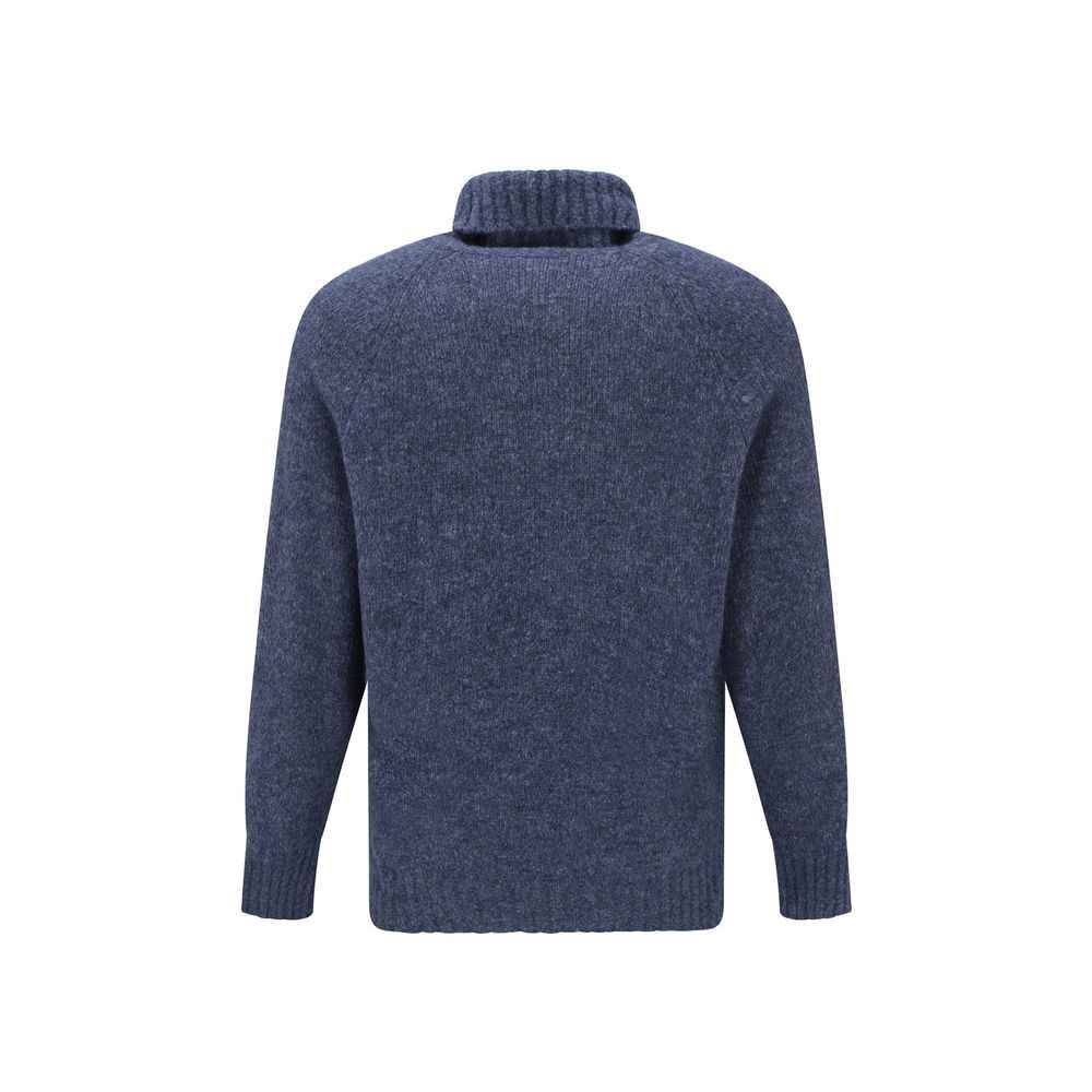 Brunello Cucinelli Blue Alpaca Leather Turtleneck
