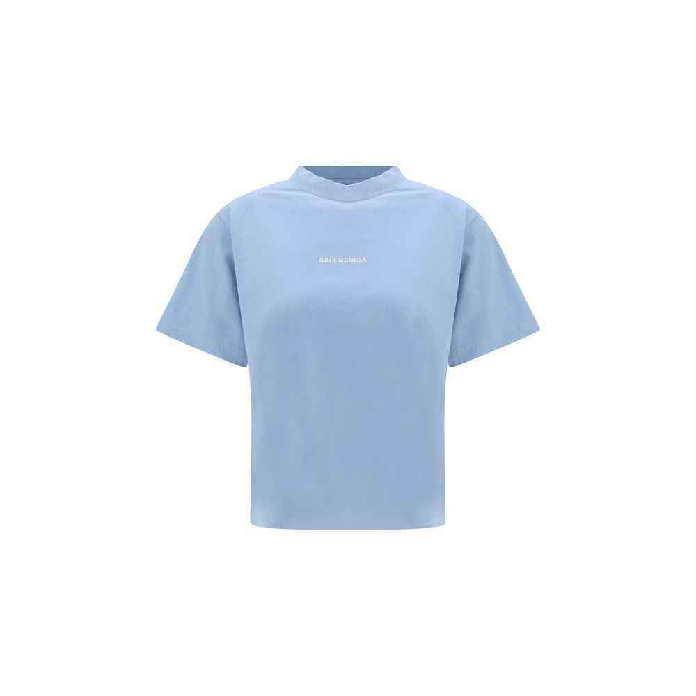 Balenciaga Light Blue Cotton T-Shirt