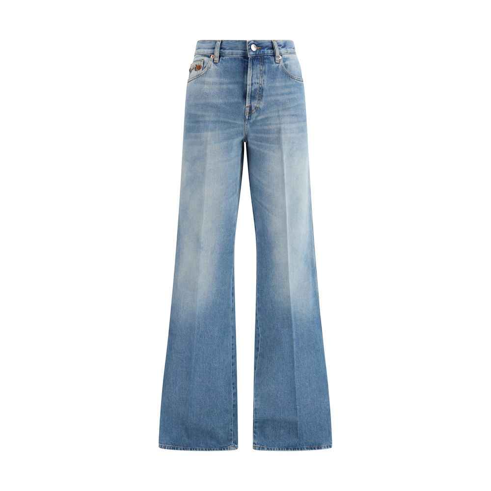 Gucci Blue Cotton Flared Jeans