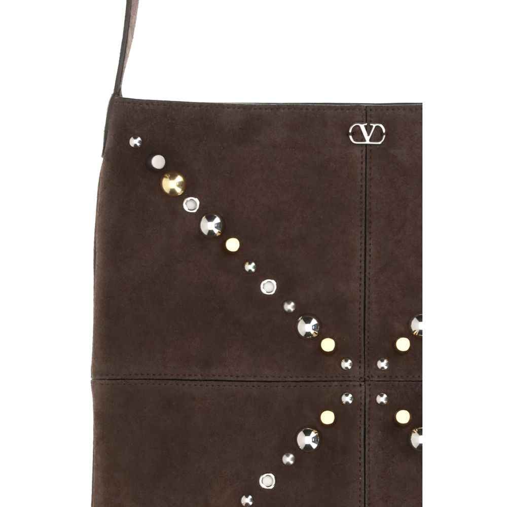Valentino Garavani Brown Suede Leather Shoulder Bag
