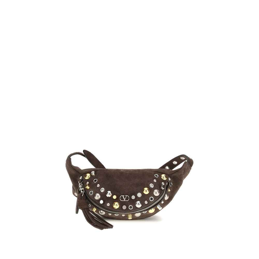 Valentino Garavani Brown Calf Leather Bos Taurus Shoulder Bag