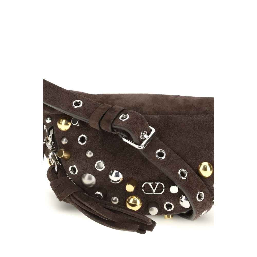 Valentino Garavani Brown Calf Leather Bos Taurus Shoulder Bag