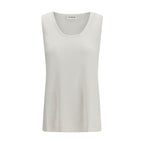 P.A.R.O.S.H. White Linen Sleeveles T-Shirt