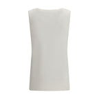 P.A.R.O.S.H. White Linen Sleeveles T-Shirt