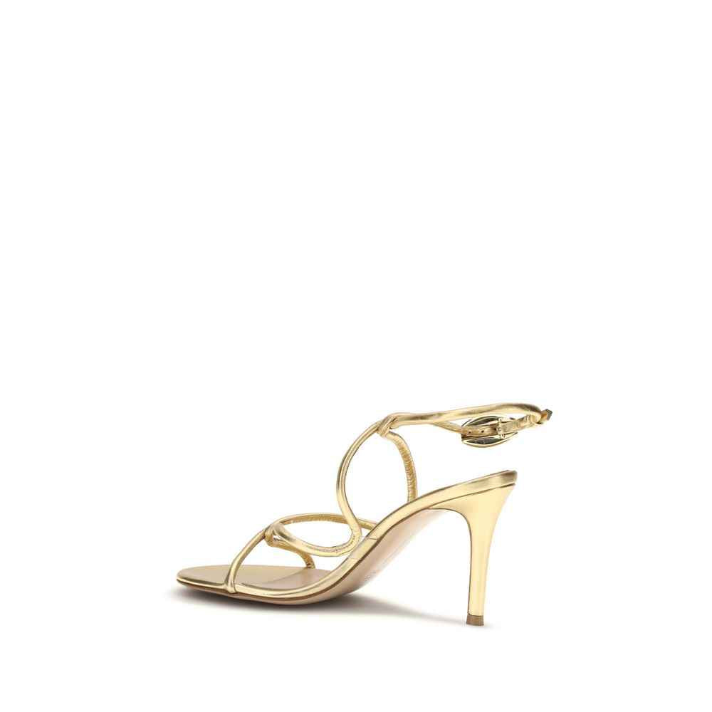 Gianvito Rossi Gold Calf Leather Bos Taurus Stiletto Heel Sandals