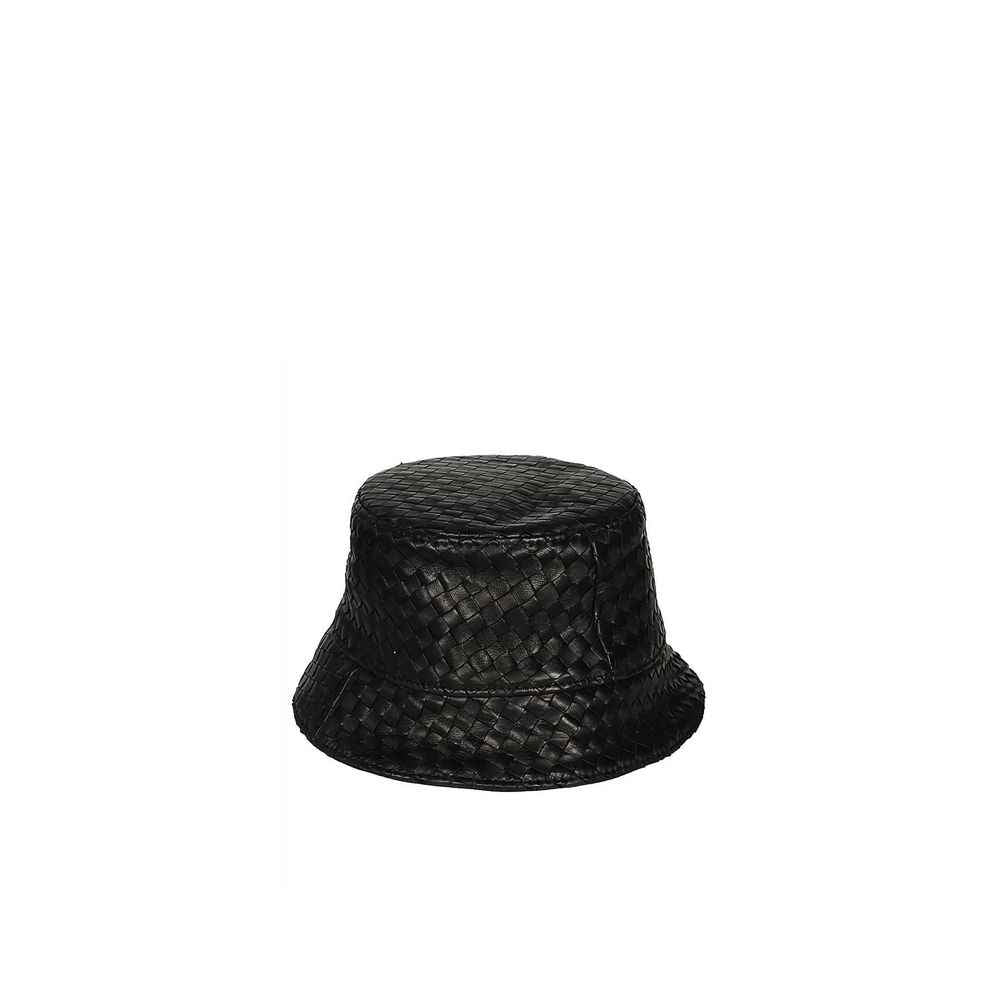 Bottega Veneta Black Lamb Leather Bucket Hat