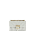 PINKO Gray Calf Leather Bos Taurus Shoulder Bag
