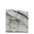 PINKO Gray Calf Leather Bos Taurus Shoulder Bag