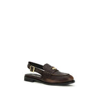 Miu Miu Brown Calf Leather Bos Taurus Slip-On Loafers