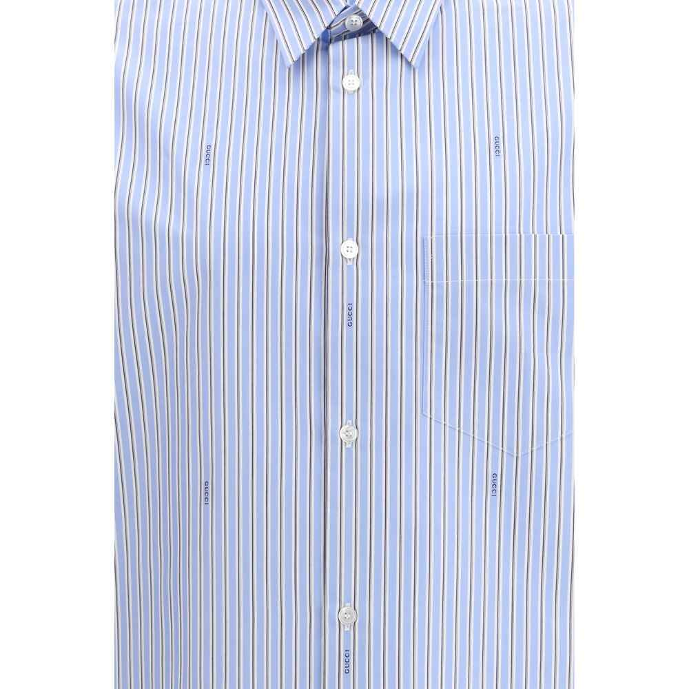 Gucci Blue Cotton Pattern Shirt