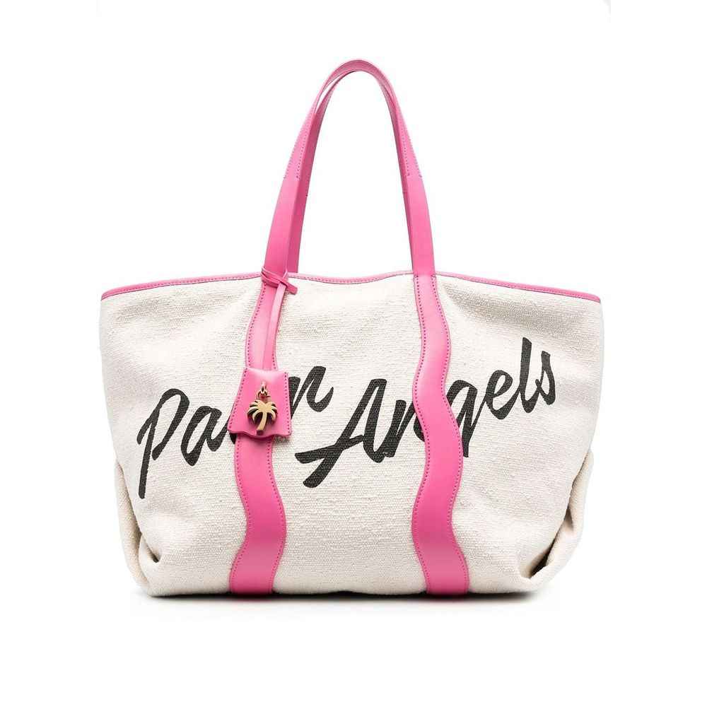 Palm Angels White Canvas Tote Bag