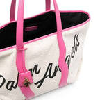 Palm Angels White Canvas Tote Bag