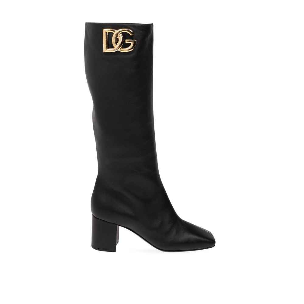 Dolce & Gabbana Black Calfskin High Heel Boots