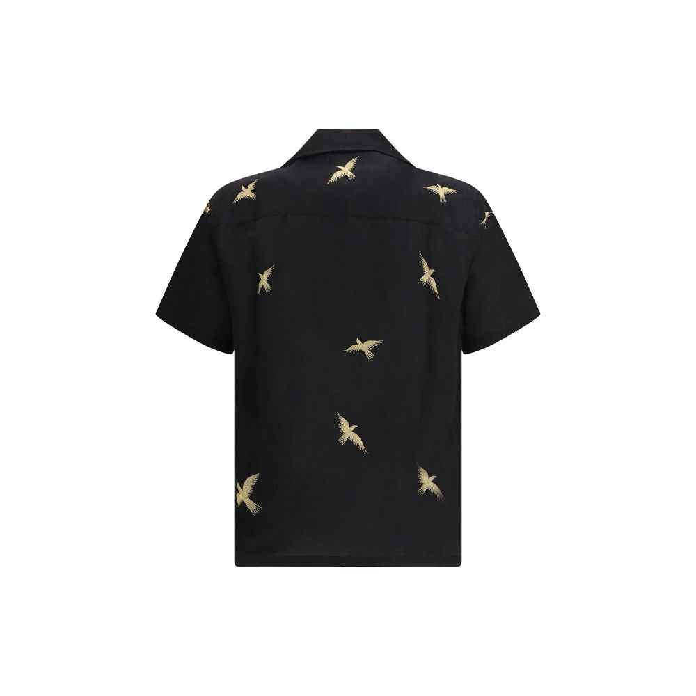 Baziszt Black Cotton Pattern Shirt