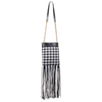 Versace Black And White Leather And Textile Shoulder Bag