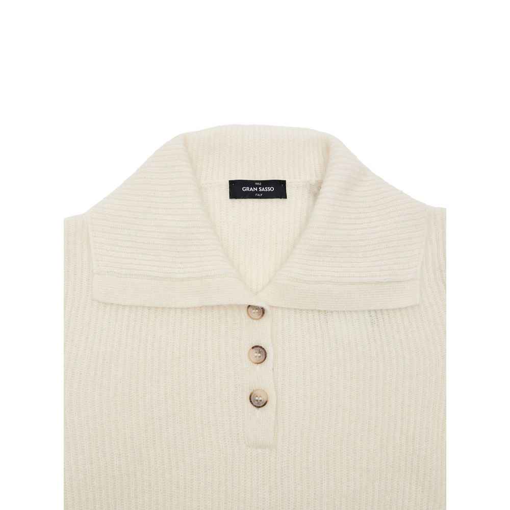 Gran Sasso White Wool Polo Shirt