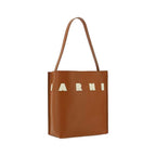 Marni Brown Calf Leather Bos Taurus Shoulder Bag