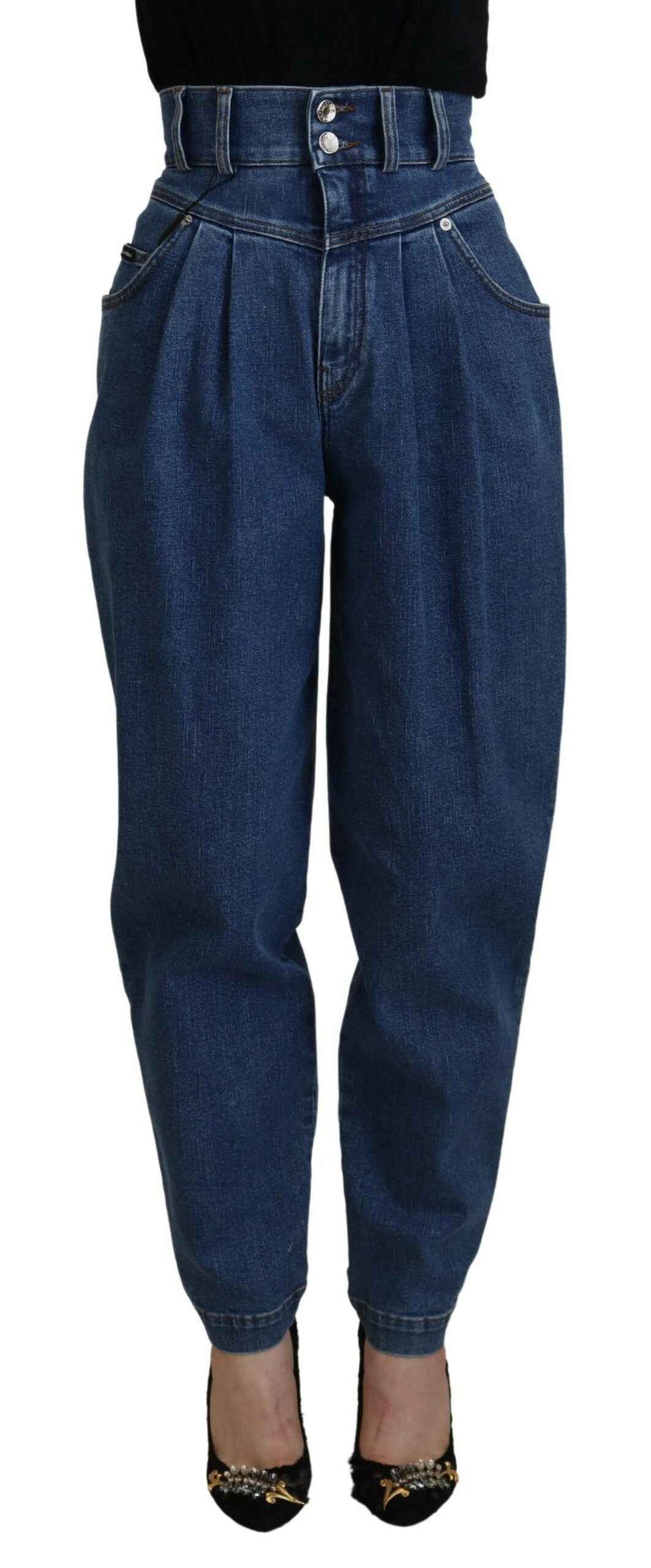 Dolce & Gabbana Blue Cotton High-Waisted Jean