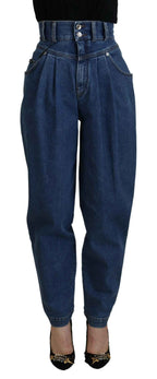 Dolce & Gabbana Blue Cotton High-Waisted Jean