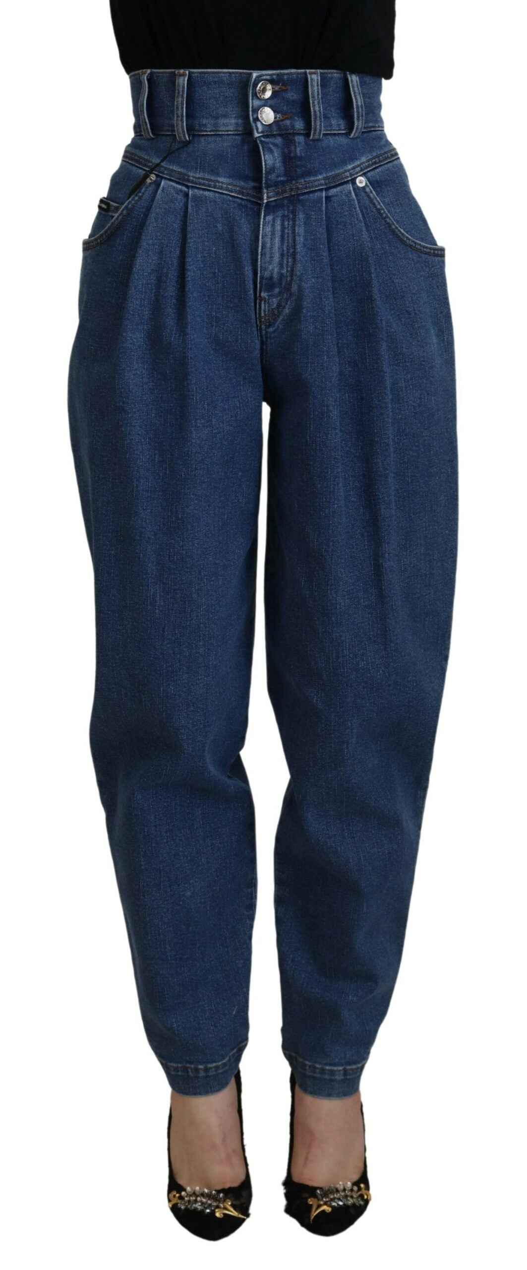 Dolce & Gabbana Blue Cotton High-Waisted Jean