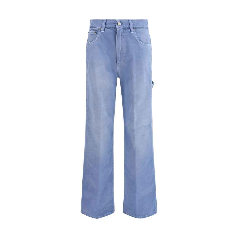 Haikure Light Blue Cotton Relaxed Fit Jeans